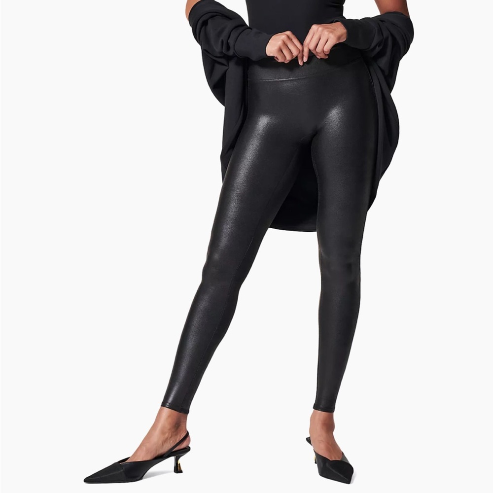 Spandex Faux Leather Black Leggings